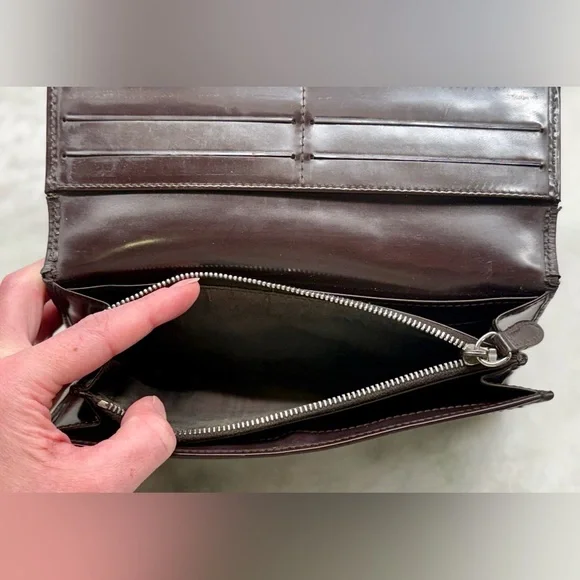 SOLD CELINE Vintage Macadam Logo Canvas/Patent Leather Long Flap Snap Wallet - Picture 14 of 16